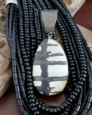 Schaef Designs Black Putty Indian Paint Stone & Black Sterling Silver Southwestern Pendant | Arizona