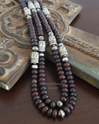Schaef Designs Blood Stone Tube Bead Necklace Set | Arizona 