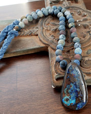 Buffalo Turquoise & Sterling Silver Multi Strand Tab Necklace | New Mexico