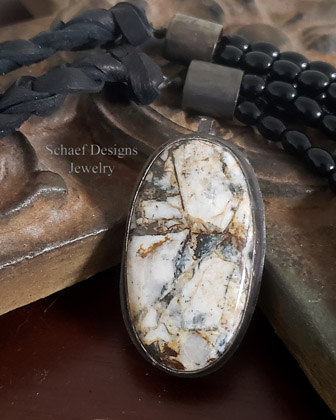 Buffalo Turquoise in Black Silver Pendant | Arizona 