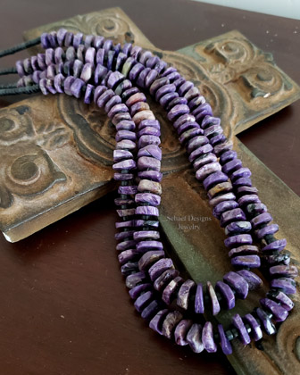 Don Lucas Artist Signed Sugilite & Sterling Silver Cross Pendant on Amethyst Necklace | Schaef Designs | Arizona 