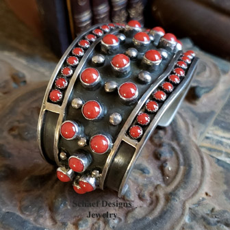 Red Coral Cuff Bracelet by L James | Schaef Designs | Arizona 