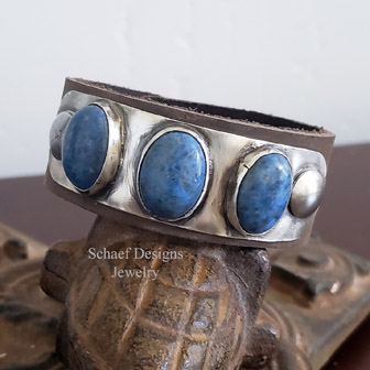 Schaef Designs 3stone Denim Lapis Leather Bracelet | Arizona