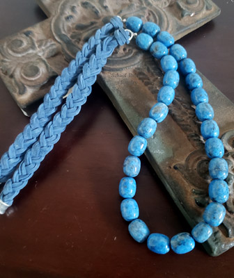 | Schaef Designs denim lapis braided leather necklace | Arizona