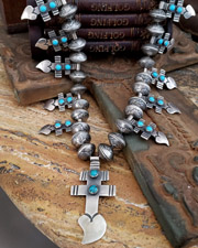 Dragonfly Dime Old Coin Sterling Silver & Sleeping Beauty Turquoise Necklace | Arizona 