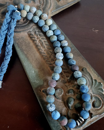 Schaef Designs dumortierite bead & denim leather braid necklace | Arizona