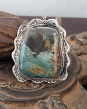 Schaef Designs Gary Green Jasper & Stamped Sterling Silver Pendant | Arizona