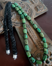 Schaef Designs Green Hubei Turquoise Black Braided Leather Necklace | Arizona