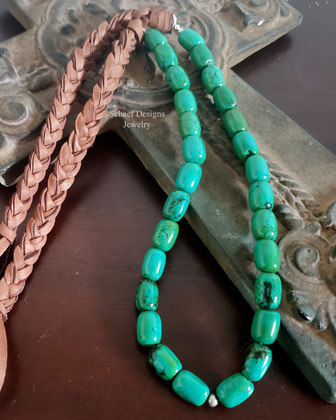 Schaef Designs green hubei brown braided leather necklace | Arizona 