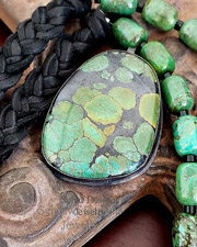 Schaef Designs Turquoise Totem Black Sterling Silver 3 Stone Pendant  | Arizona