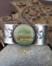 Schaef Designs Indian Paint Stone & Stamped Sterling Silver Cuff Bracelet | Arizona