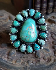  B. Johnson Carico Lake Turquoise & Sterling Silver Cluster Ring Size | Arizona 