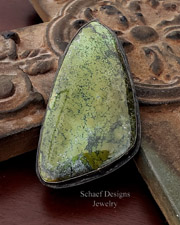 Schaef Designs Large Green Turquoise & Black Sterling Silver Pendant | Arizona