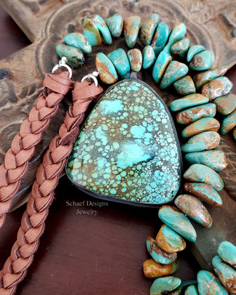 Schaef Designs LARGE turquoise in black silver pendant | Arizona 