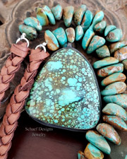 Schaef Designs Large Turqouoise & black silver pendant | Arizona