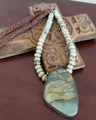  Schaef Designs LARGE Shaded Blue Morrisonite Pendant Black Silver | Arizona