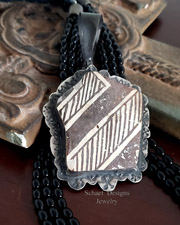 Schaef Designs Large Turqouoise & black silver pendant | Arizona