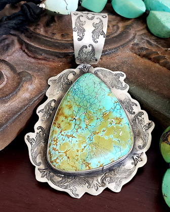 Schaef Designs large turquoise swirl pendant | Arizona 