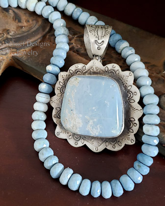 Schaef Designs Light Blue Leland Blue & Stamped Sterling Silver Pendant | Arizona 