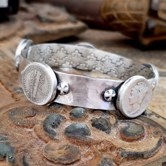 Schaef Designs Mercury Dime Sterling Silver Bangle bracelet | Arizona