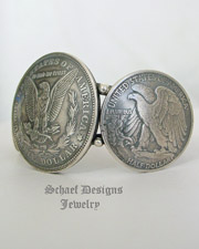 Morgan Dollar Walking Libert Half Dollar Sterling Silver Signed Cuff Bracelet | New Mexico 