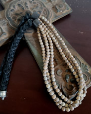 Schaef Designs 3-Strand Tan Beads & Braided Leather Necklace | Arizona