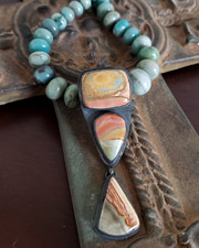 Schaef Designs Pastel Morrisonite Black Silver 3 Stone Totem Pendant | Arizona