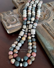 Schaef Designs 3 Strand Green Turquoise & Sterling Silver Necklace | Arizona
