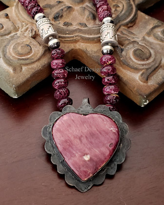  Schaef Designs Purple Spiny Oyster Heart in Black Silver Pendant | Arizona  