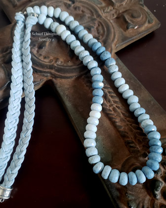 Schaef Designs shaded blue opal leather braid necklace Schaef Designs | Arizona  