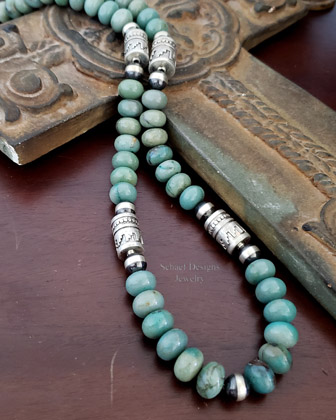  Schaef Designs Soft teal & sterling Silver tube bead necklace | Arizona 