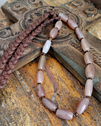  Schaef Designs Southwestern Taupe chalcedony brown braid necklace Arizona 