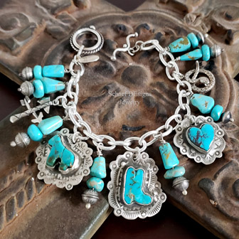 Schaef Designs turquoise & sterling silver cowgirl charm bracelet | Arizona 