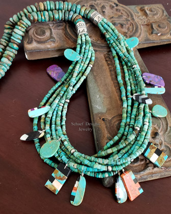  Schaef Designs Multi Strand turquoise tab necklace | Arizona