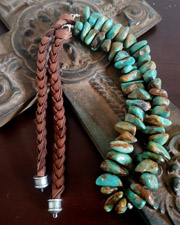 Schaef Designs Turquoise Nugget Braided Deerskin Necklace | Arizona