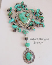 Schaef Designs Turquoise & Sterling Silver Rosary style Necklace | New Mexico 